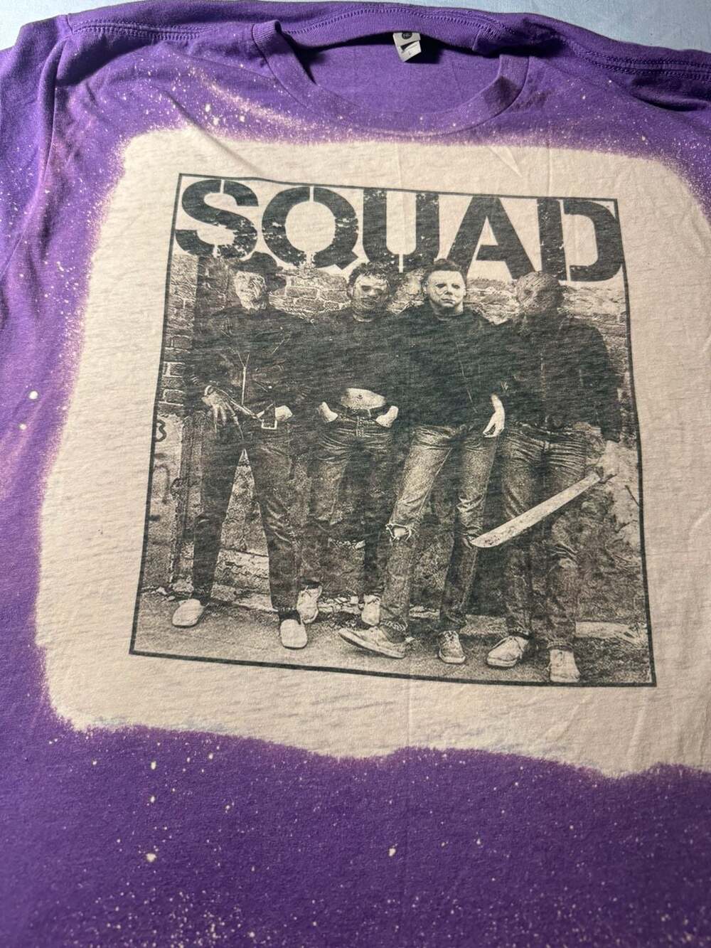 Next Level Apparel Squad T-Shirt, Purple Bleach-Dyed Graphic Tee, Size L - Picture 2 of 6